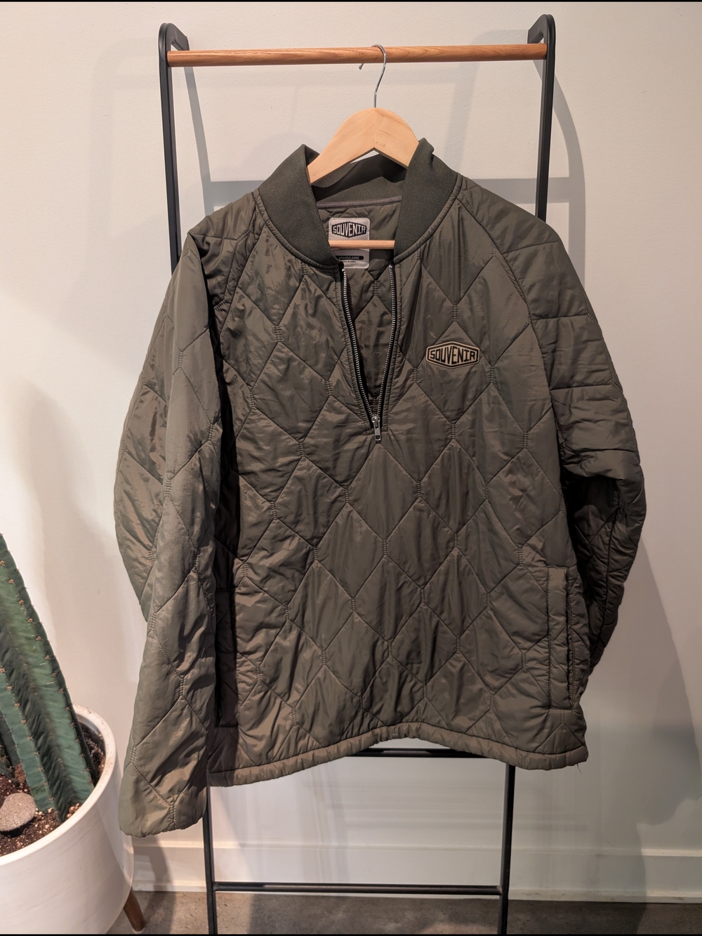 Olive Quilted Kids Pullover Jacket